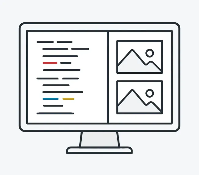 ejemplo de código en interfaz de WordPress con elementos visuales para optimización