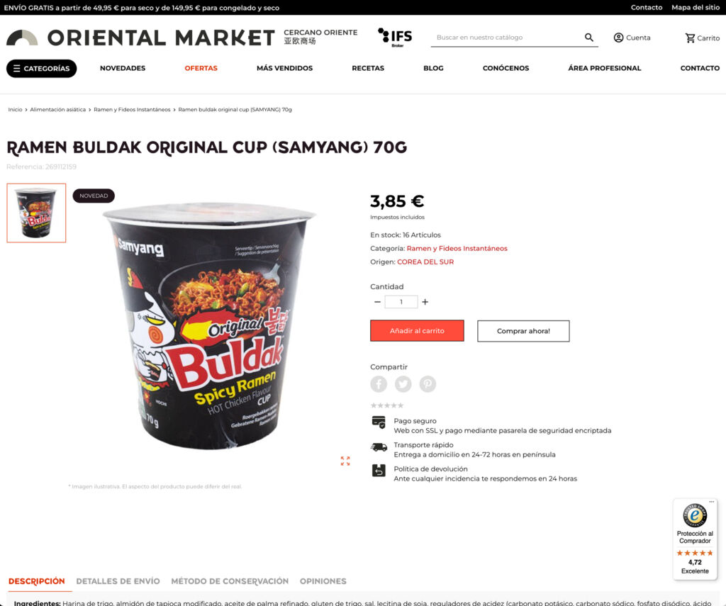Ficha de producto - Oriental Market